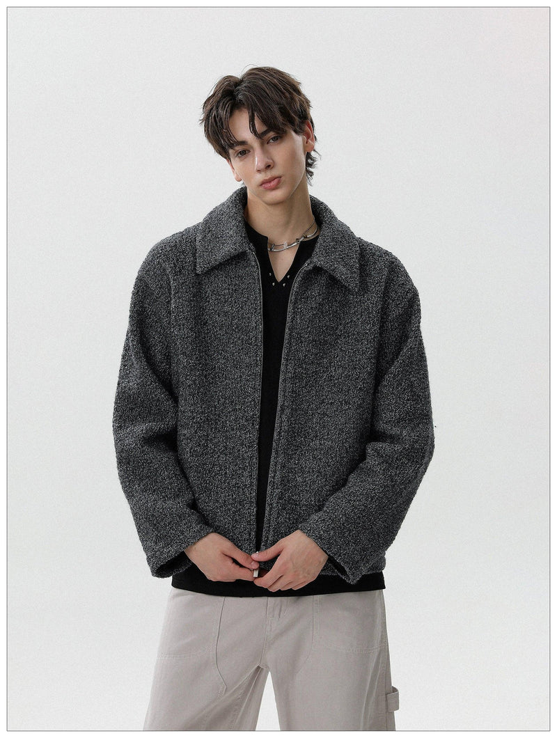 Fuzzy Textured Zip-Up Jacket