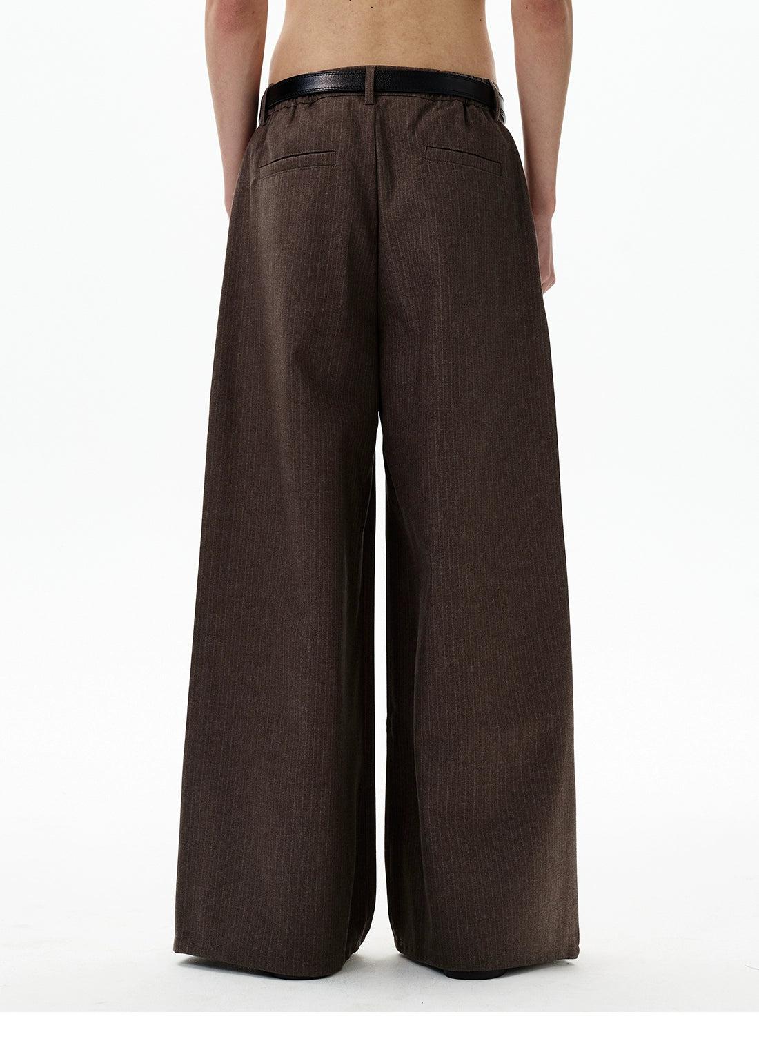 Subtle Striped Button Pleats Pants