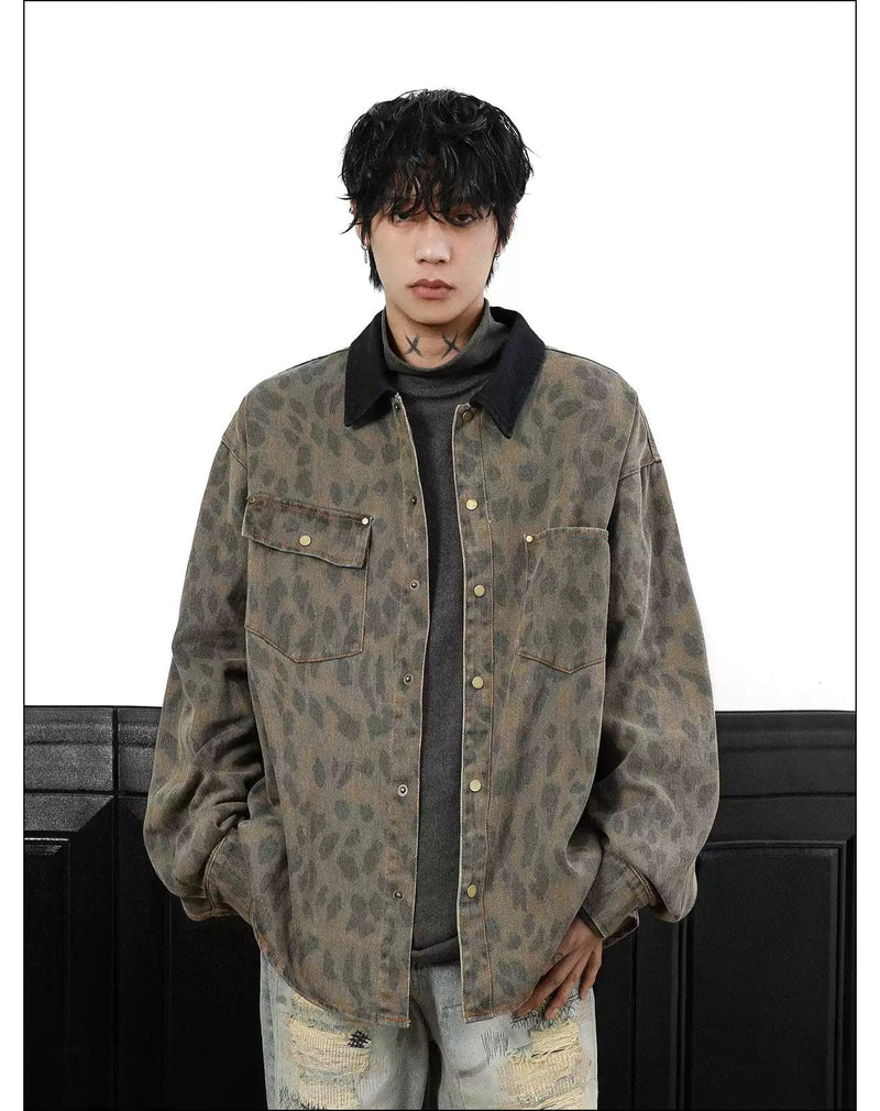 Leopard Camo Denim Shirt