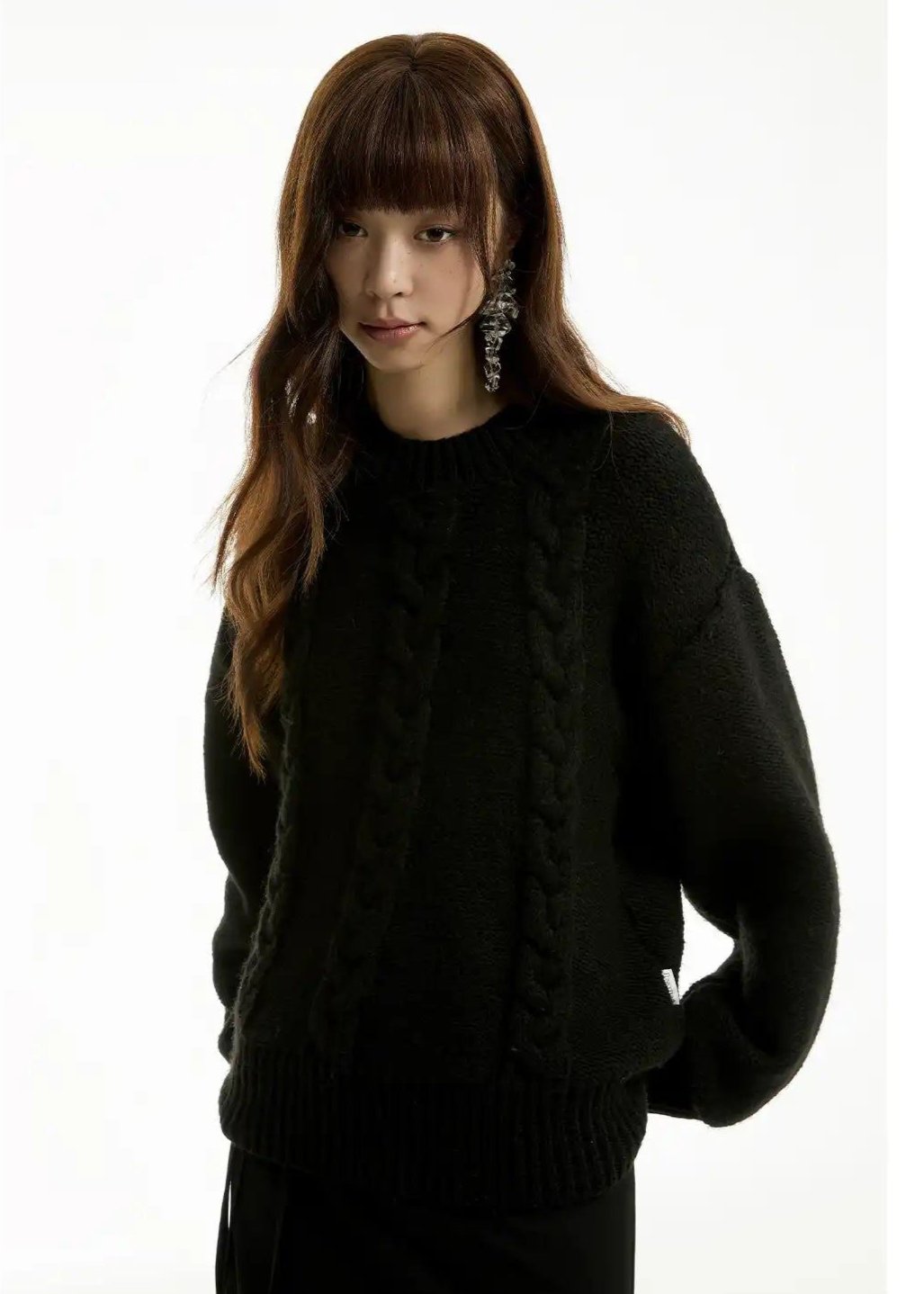 Chain Link Solid Color Sweater