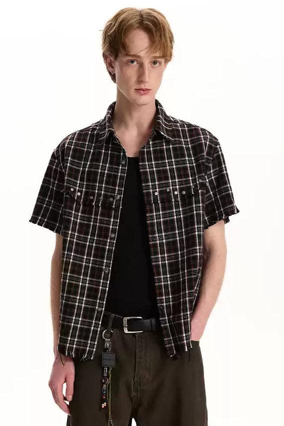 Subtle Distressed Plaid Shirt