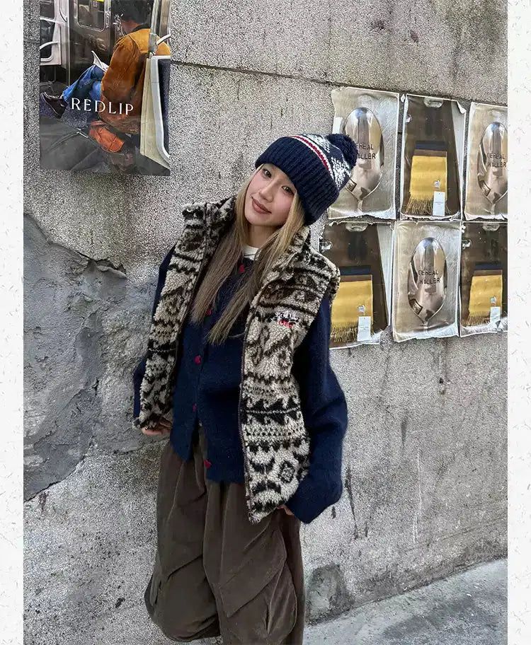 Stand-Up Collar Lined Knit Vest