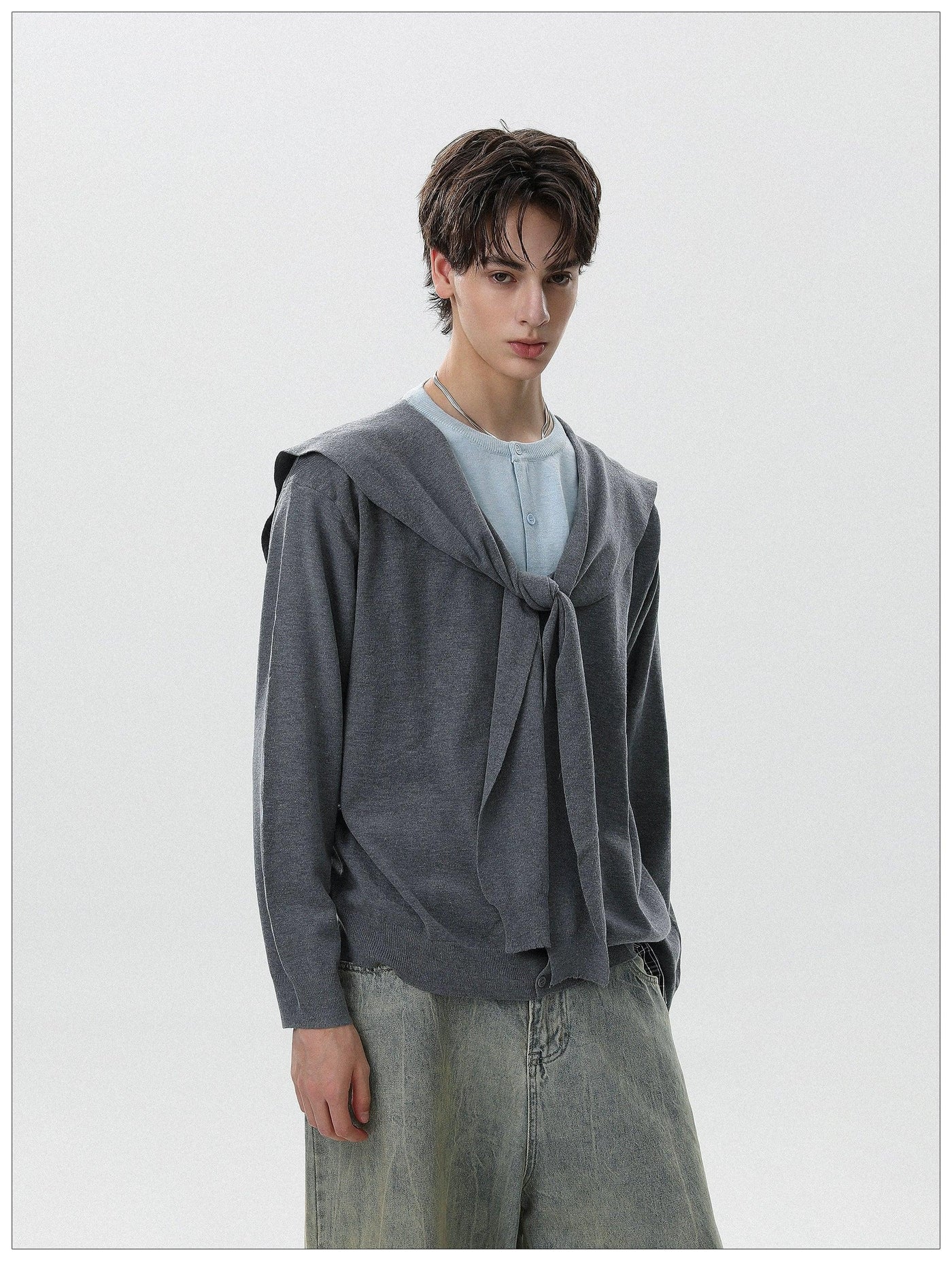 Multi-Layered Knitted L/S T-Shirt