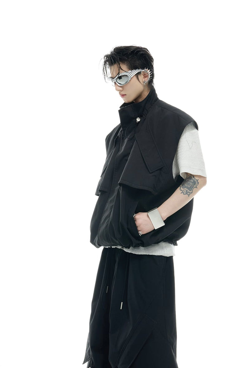 Drawstring Cargo Vest & Slant Pocket Pants Set