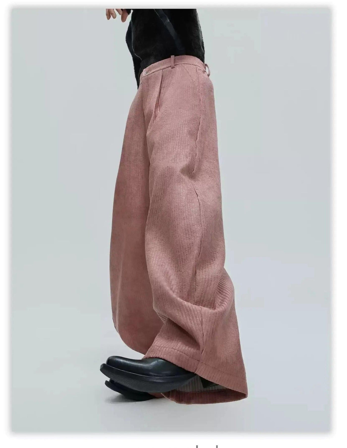 Pleated Textured Waxed PU Leather Pants