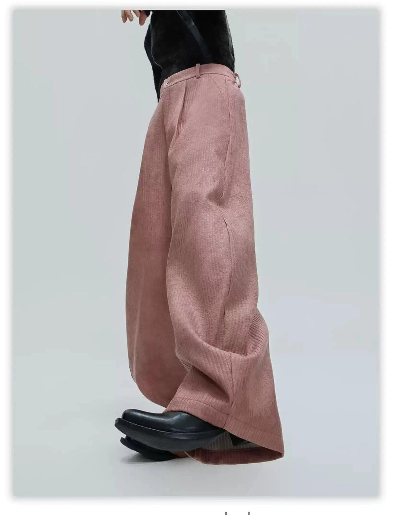 Pleated Textured Waxed PU Leather Pants