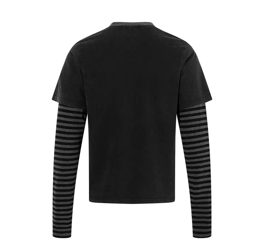 Grunge Layered Striped Long Sleeve T-Shirt