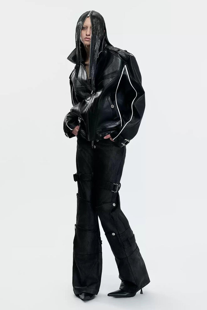 Multi-Straps PU Leather Pants