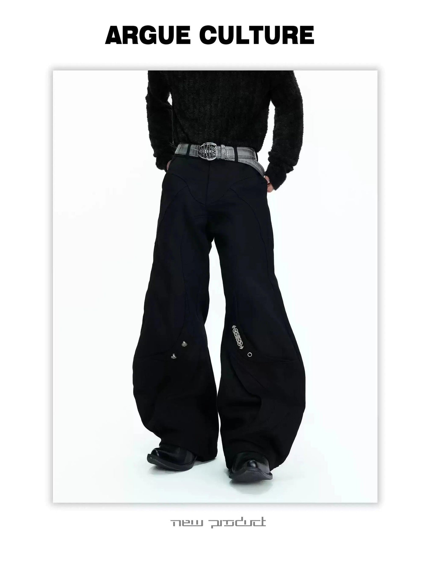 Curve Lines Wide Jeans