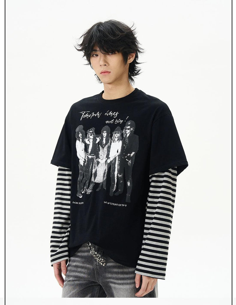 Striped Band Graphic Long Sleeve T-Shirt