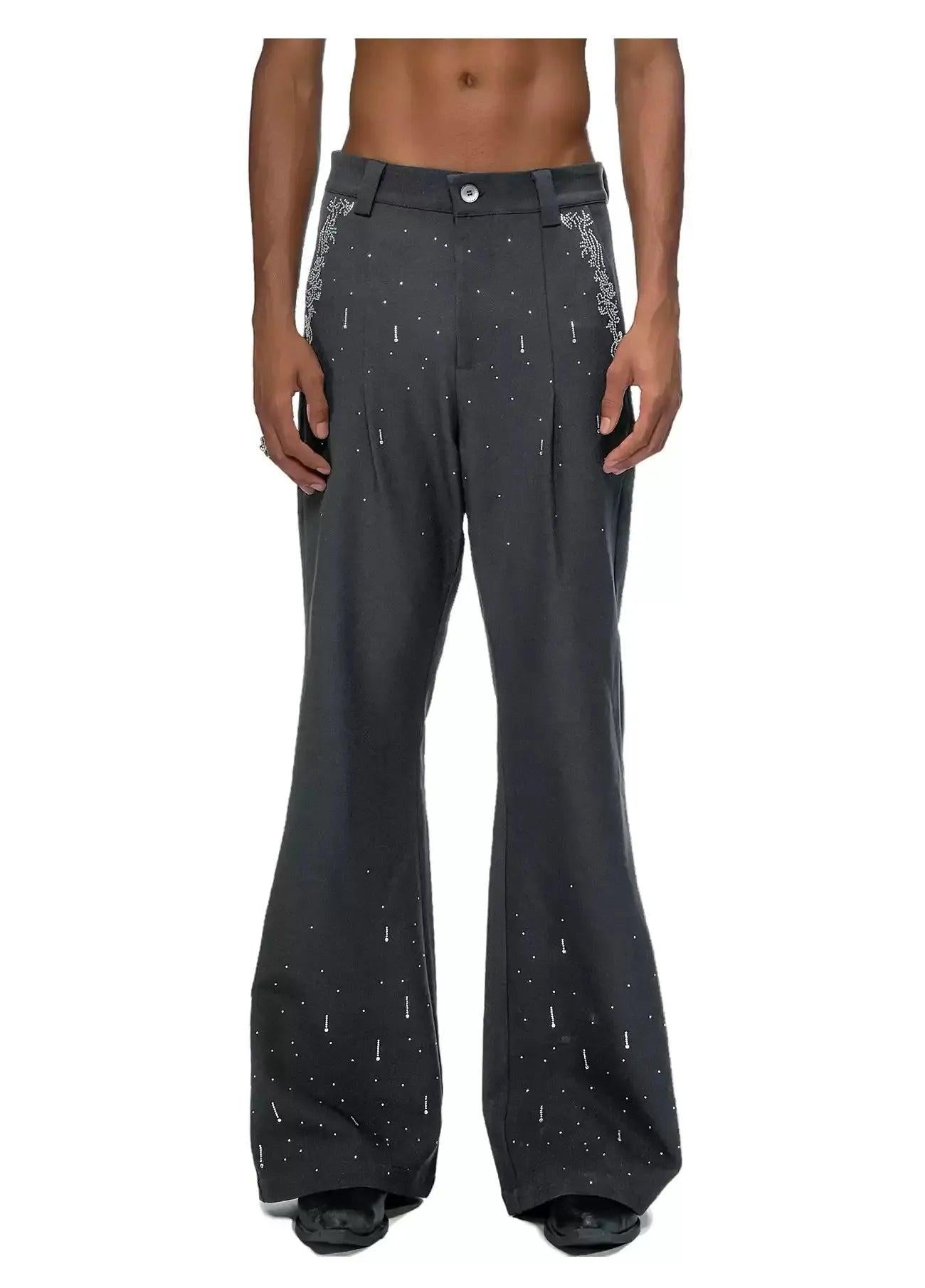 Rhinestone Detail Flared Pants