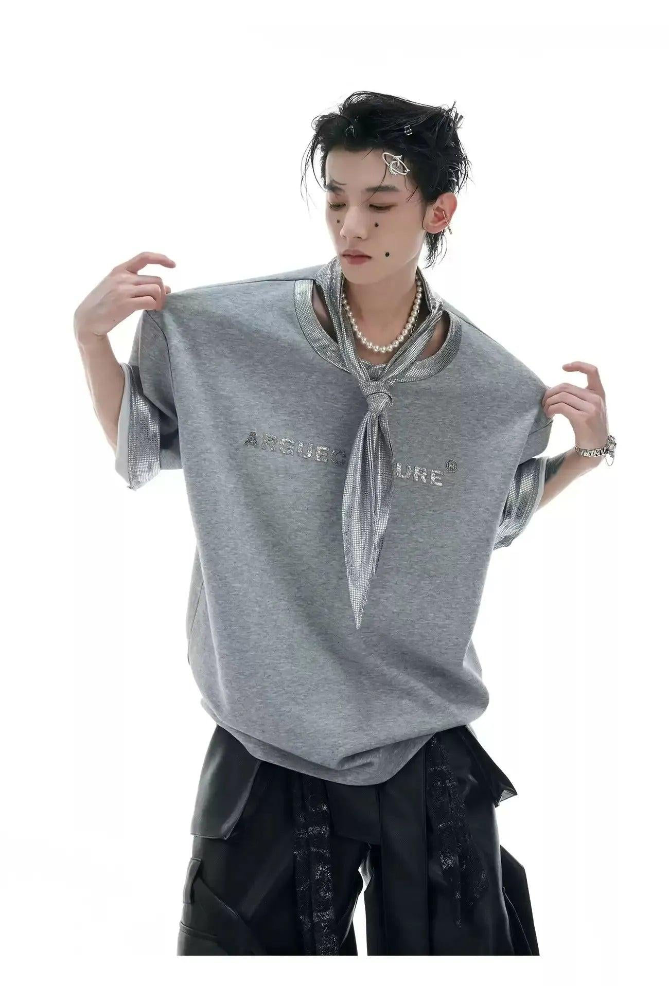 Metallic Tie Detail T-Shirt