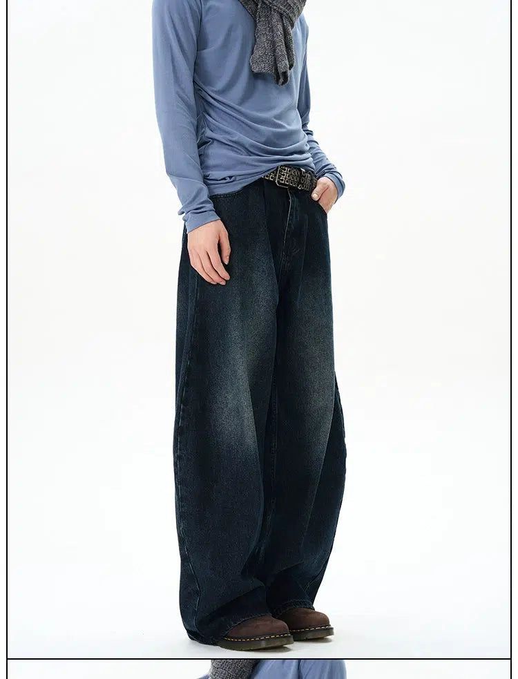 Faded Sickle Shape Jeans