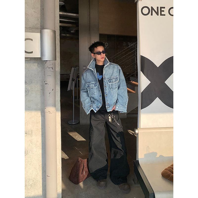 Raw Edge Flap Pocket Denim Jacket