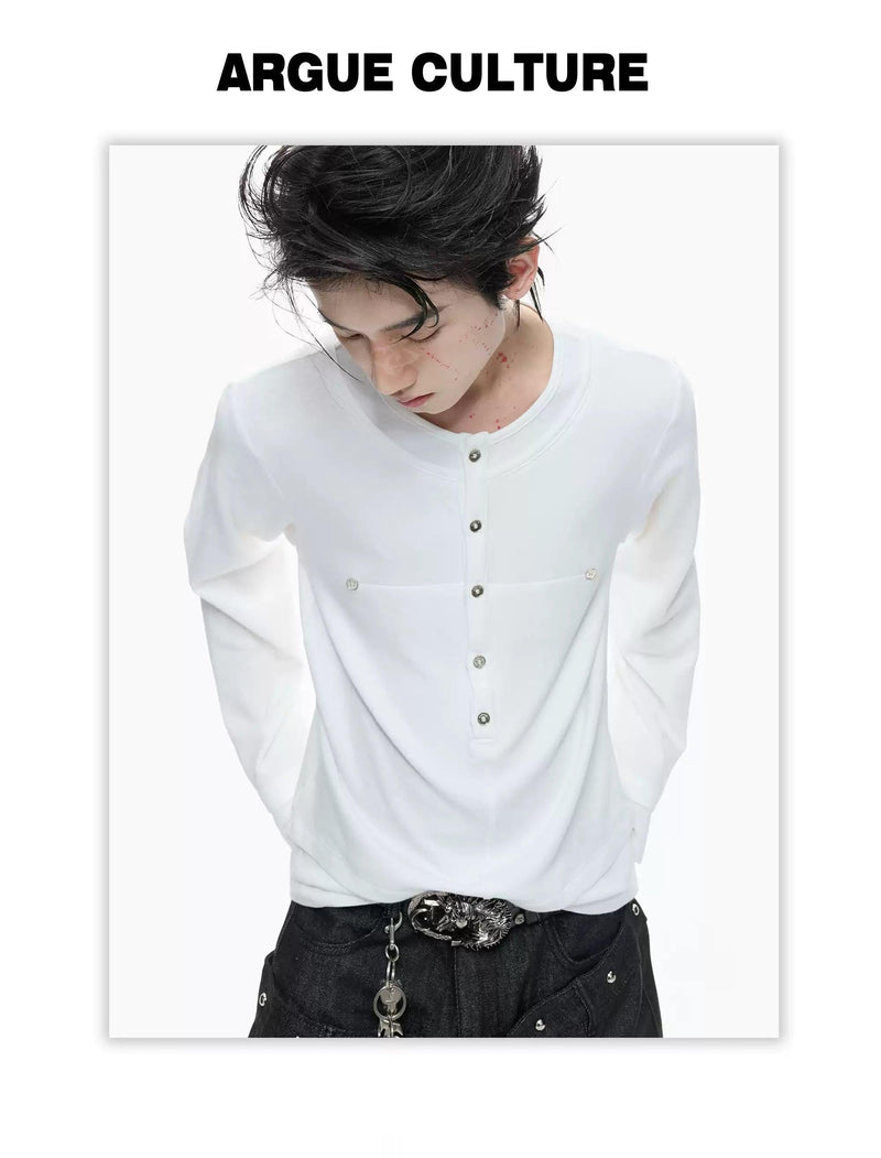 Button Details Long Sleeve T-Shirt