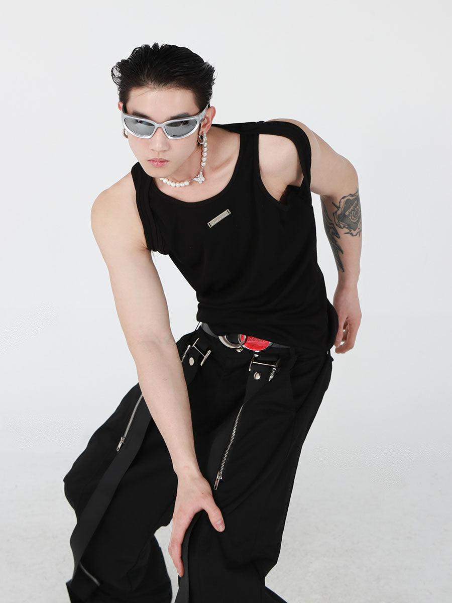Two Straps Metal Bar Tank Top