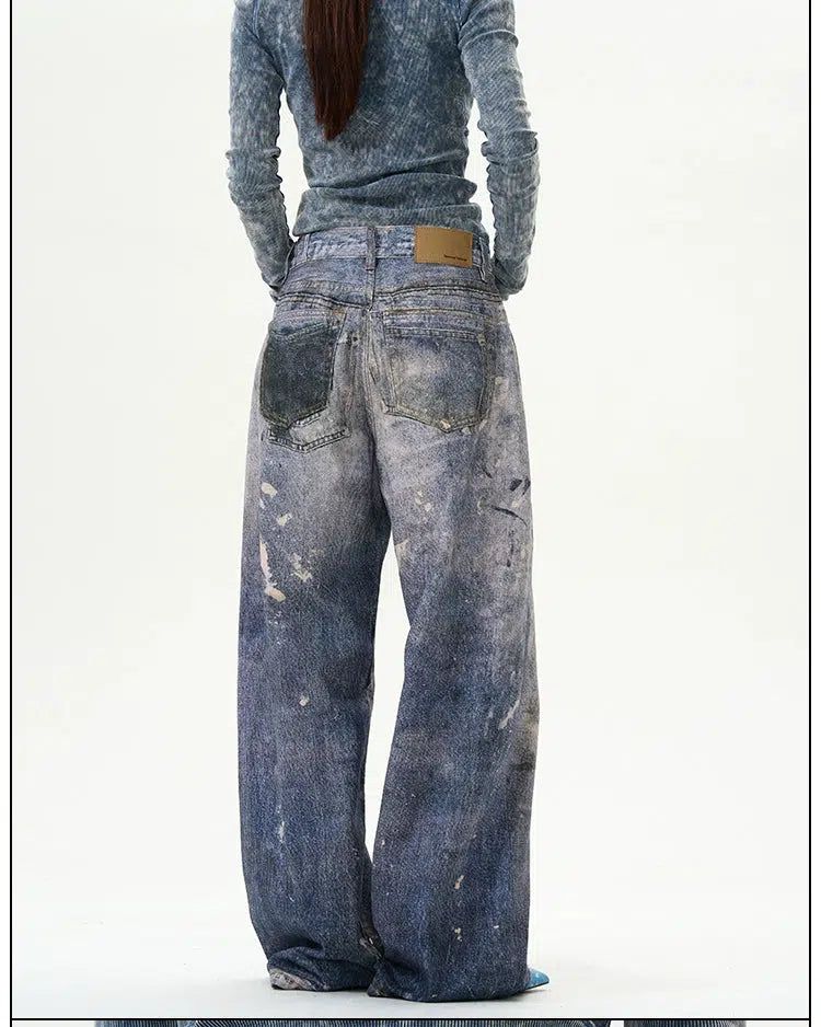 Paint Stained Wide Jeans