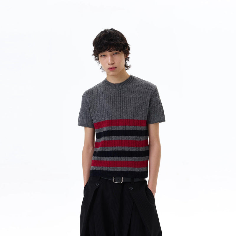 Striped Colors Cable Knit T-Shirt