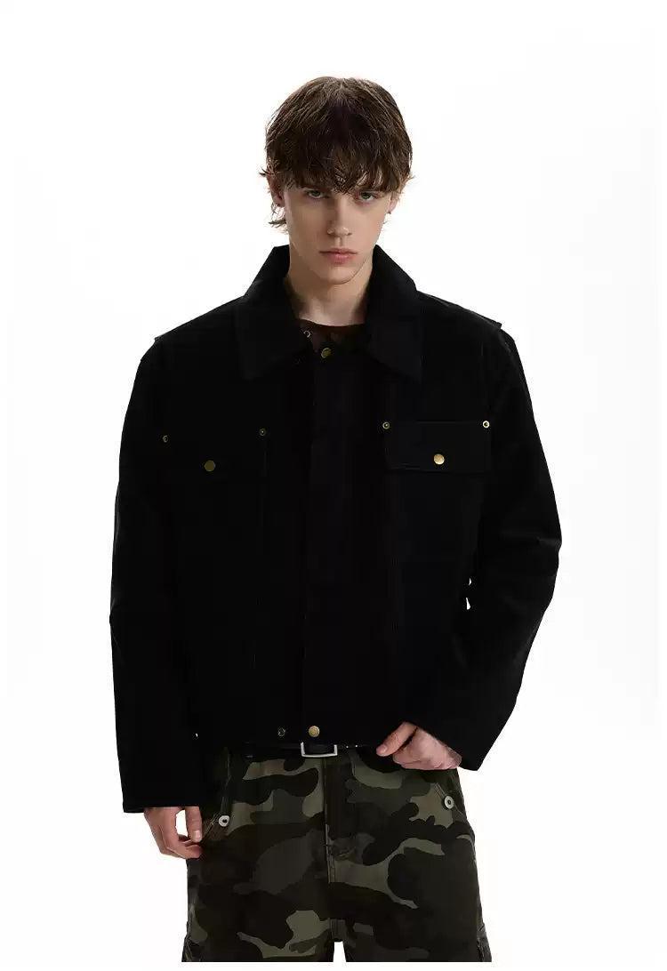 Flap Pockets Boxy Micro Suede Jacket