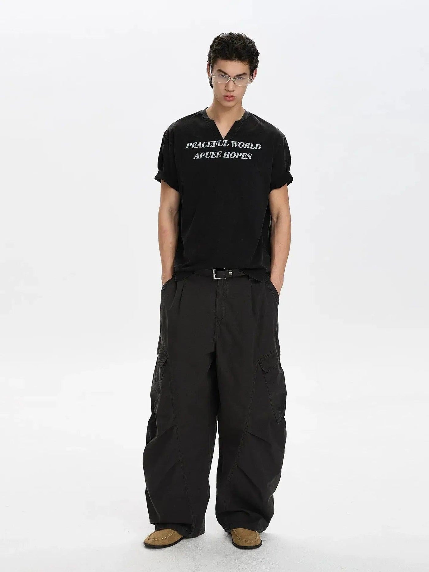 Pleated Parachute Cargo Pants