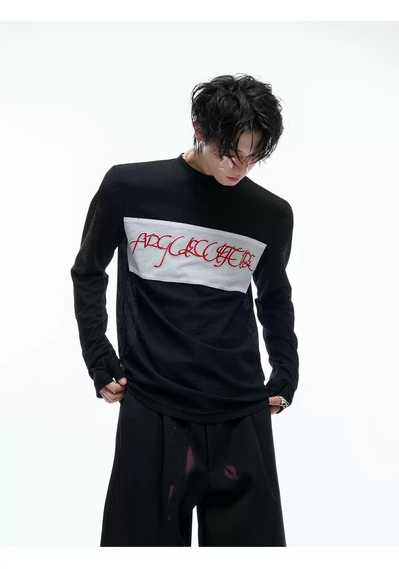Embroidered Logo Mesh L/S T-Shirt