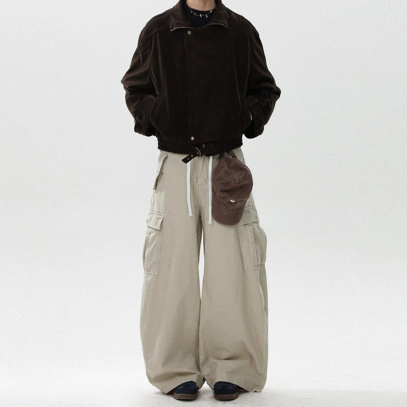 Drawstring Wide Leg Cargo Pants