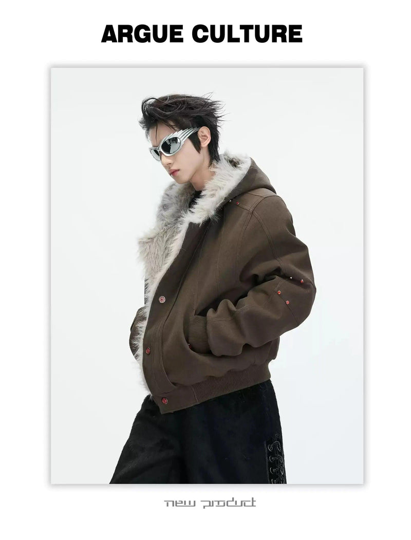 Inside Faux Fur Suede PU Leather Jacket