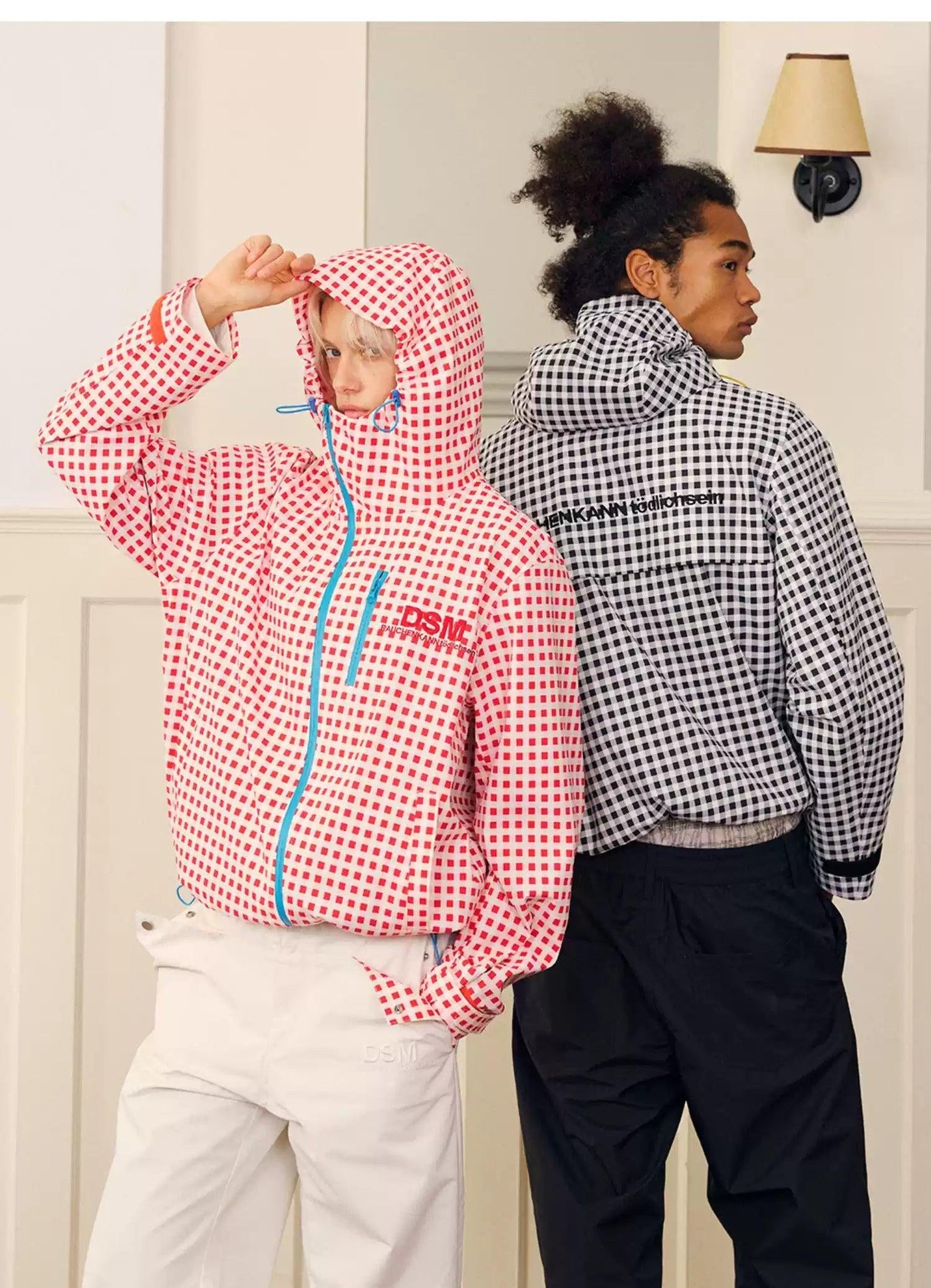 Checkered Side Zipped Jacket