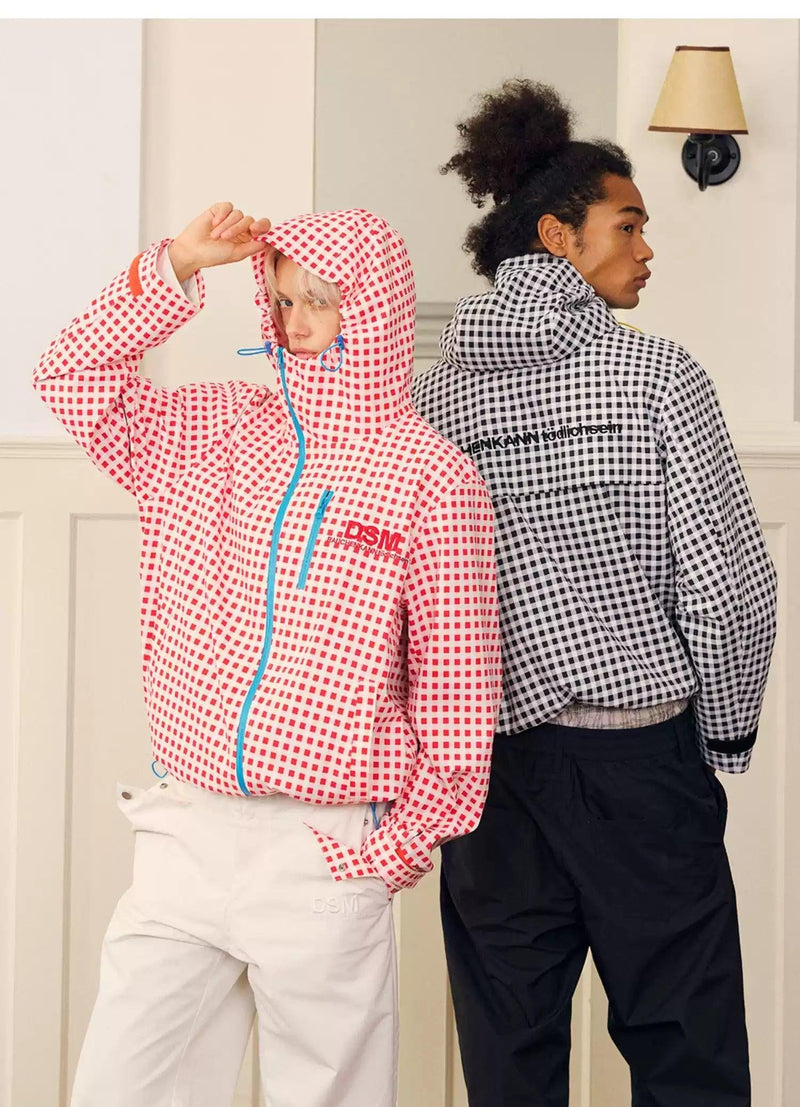 Checkered Side Zipped Jacket