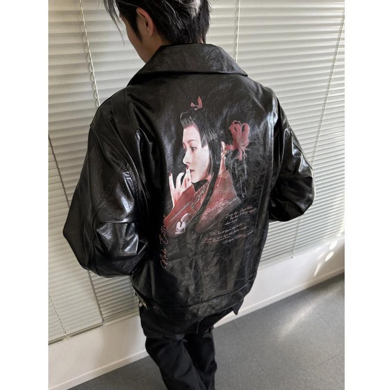 Painted Japanese PU Leather Jacket