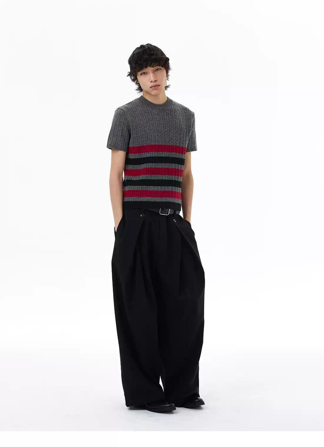 Striped Colors Cable Knit T-Shirt