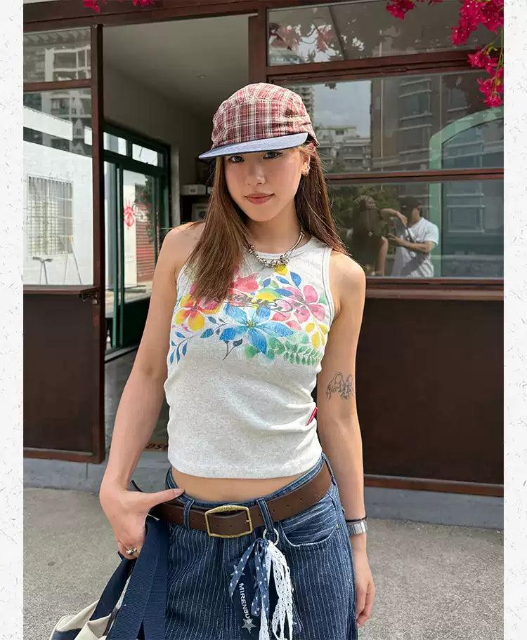 Colorful Flower Short Tank Top
