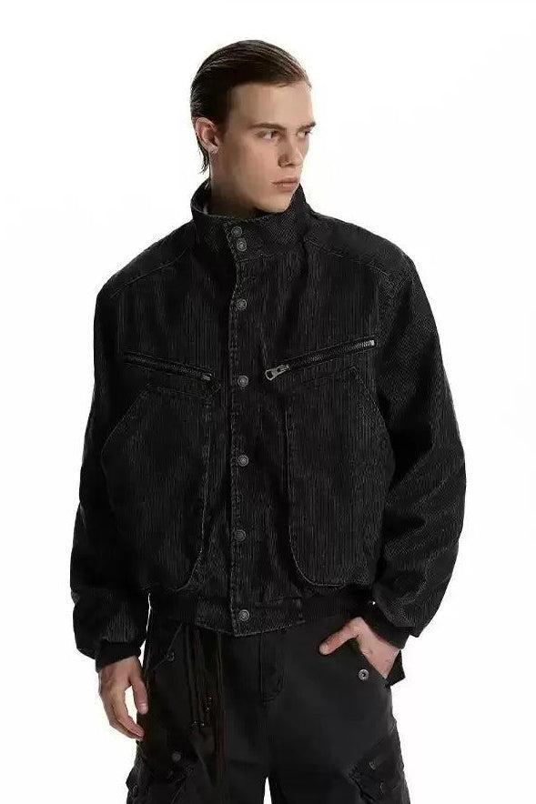 Embossed Big Pockets Denim Jacket