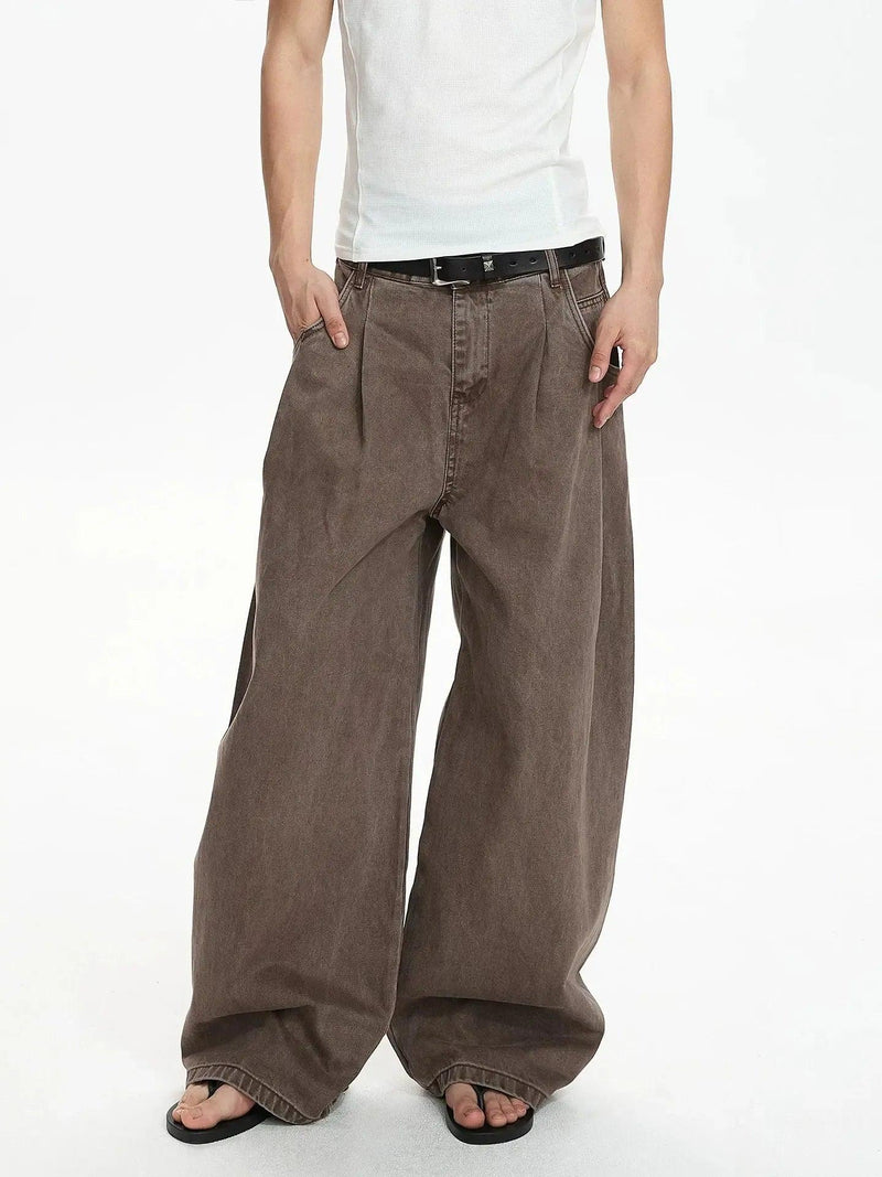 Solid Washed Wide Leg Jeans