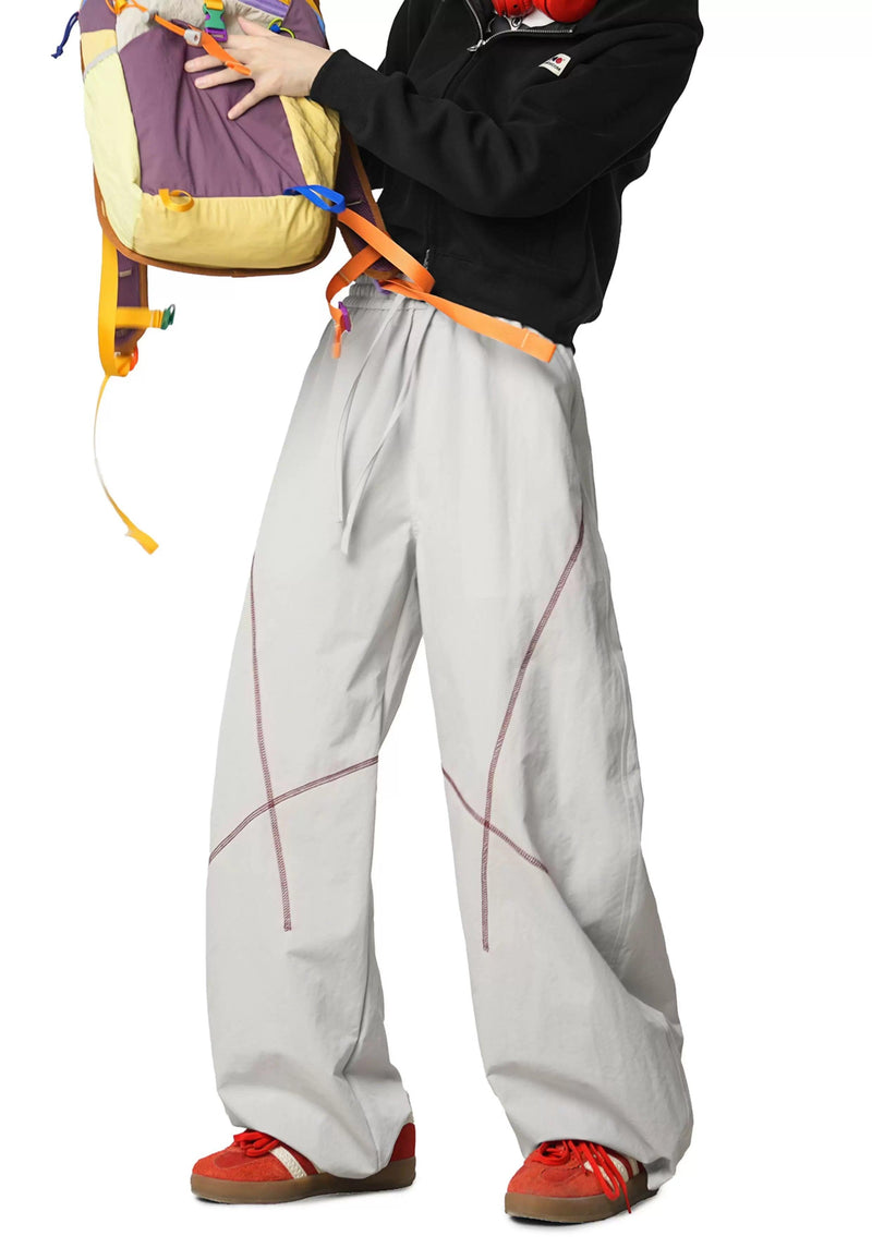 Coverstitched Wide Leg Track Pants