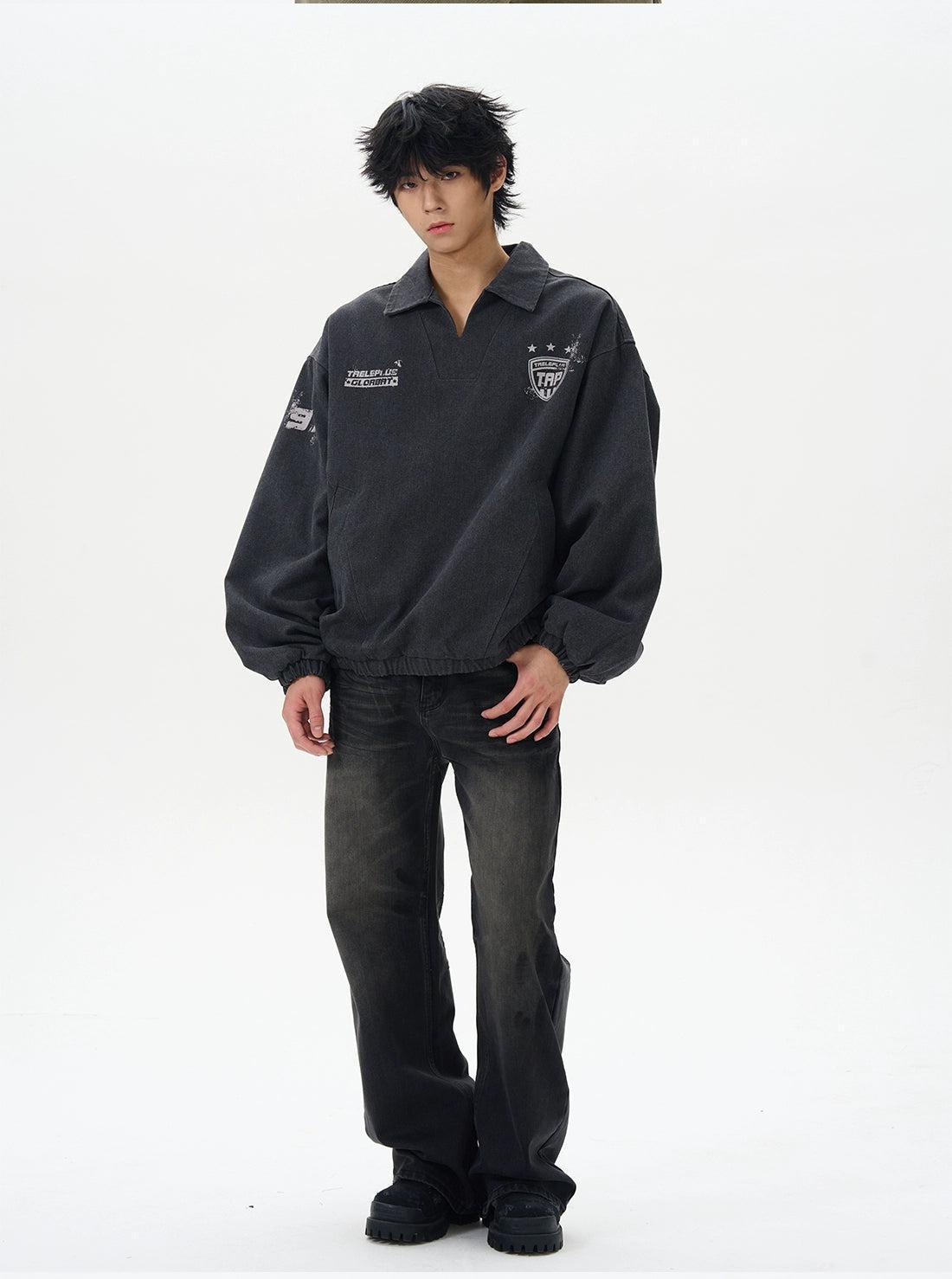 Distressed Print Sports Polo