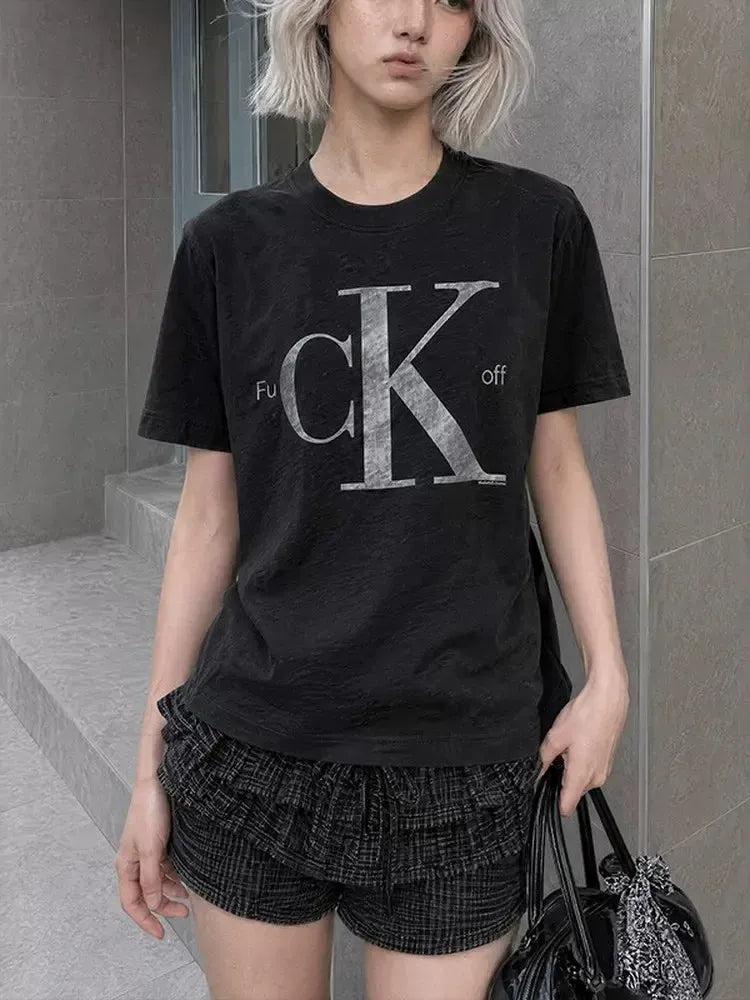 Washed Slogan Print T-Shirt