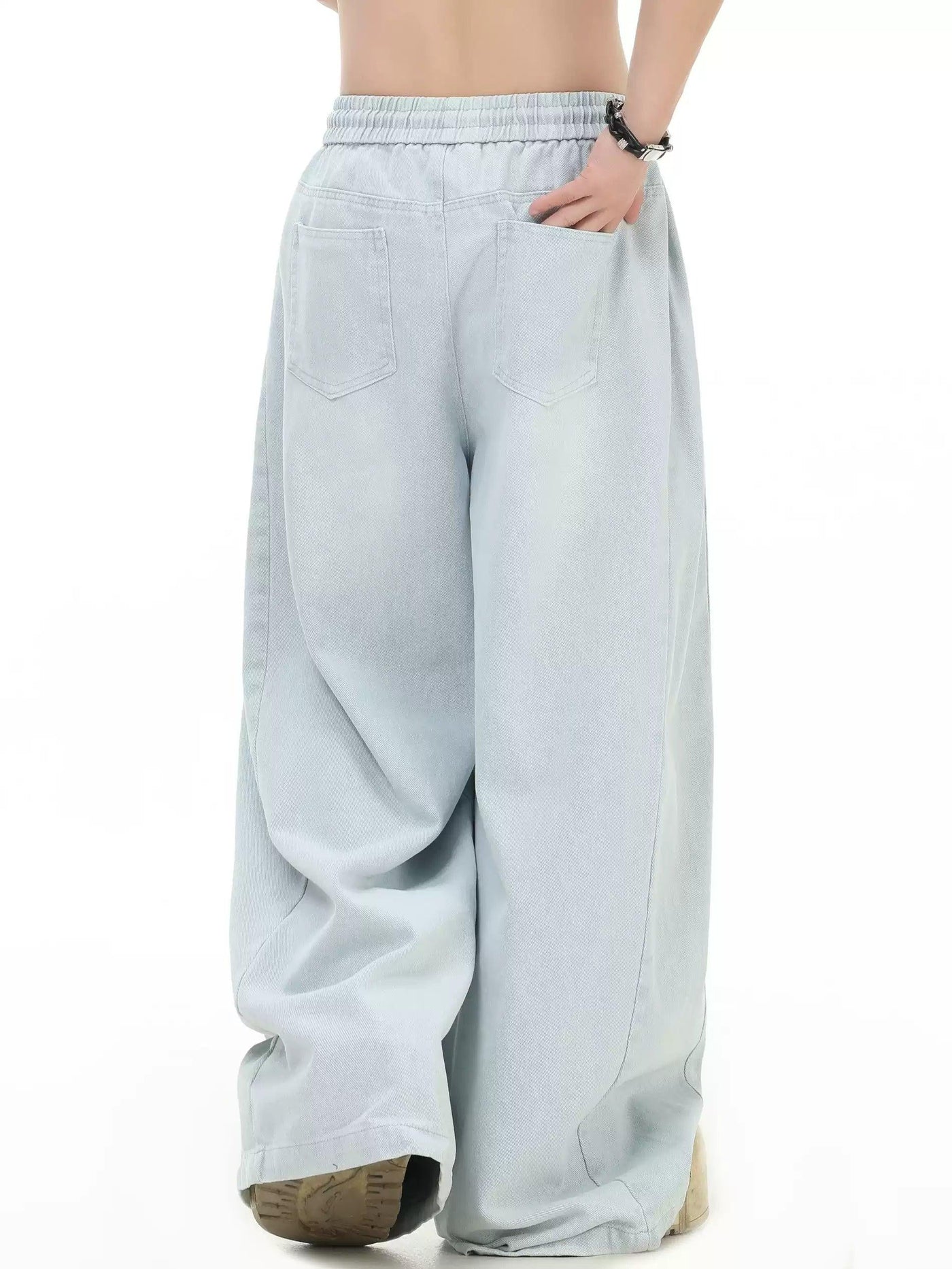 Gartered Washed Drawstring Jeans