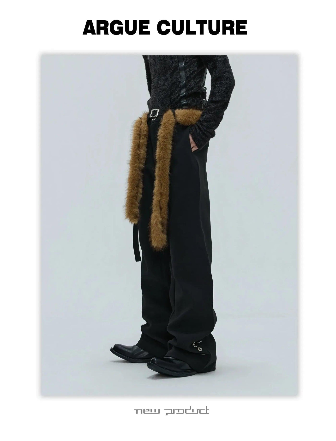Cloth Belt Straight Leg Pants