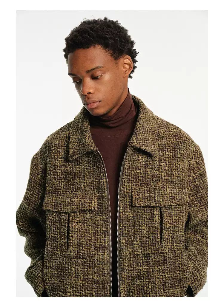 Breast Pocket Textured Boxy Jacket