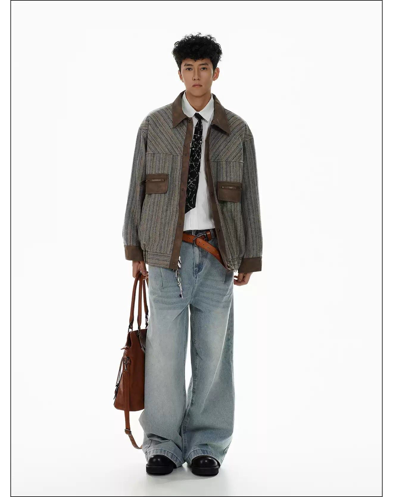 Contrast Spliced Stripe Jacket