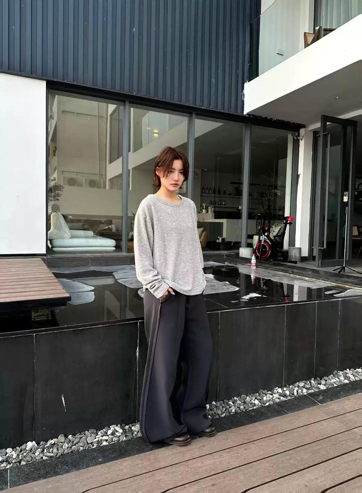 Basic Textured Long Sleeve T-Shirt