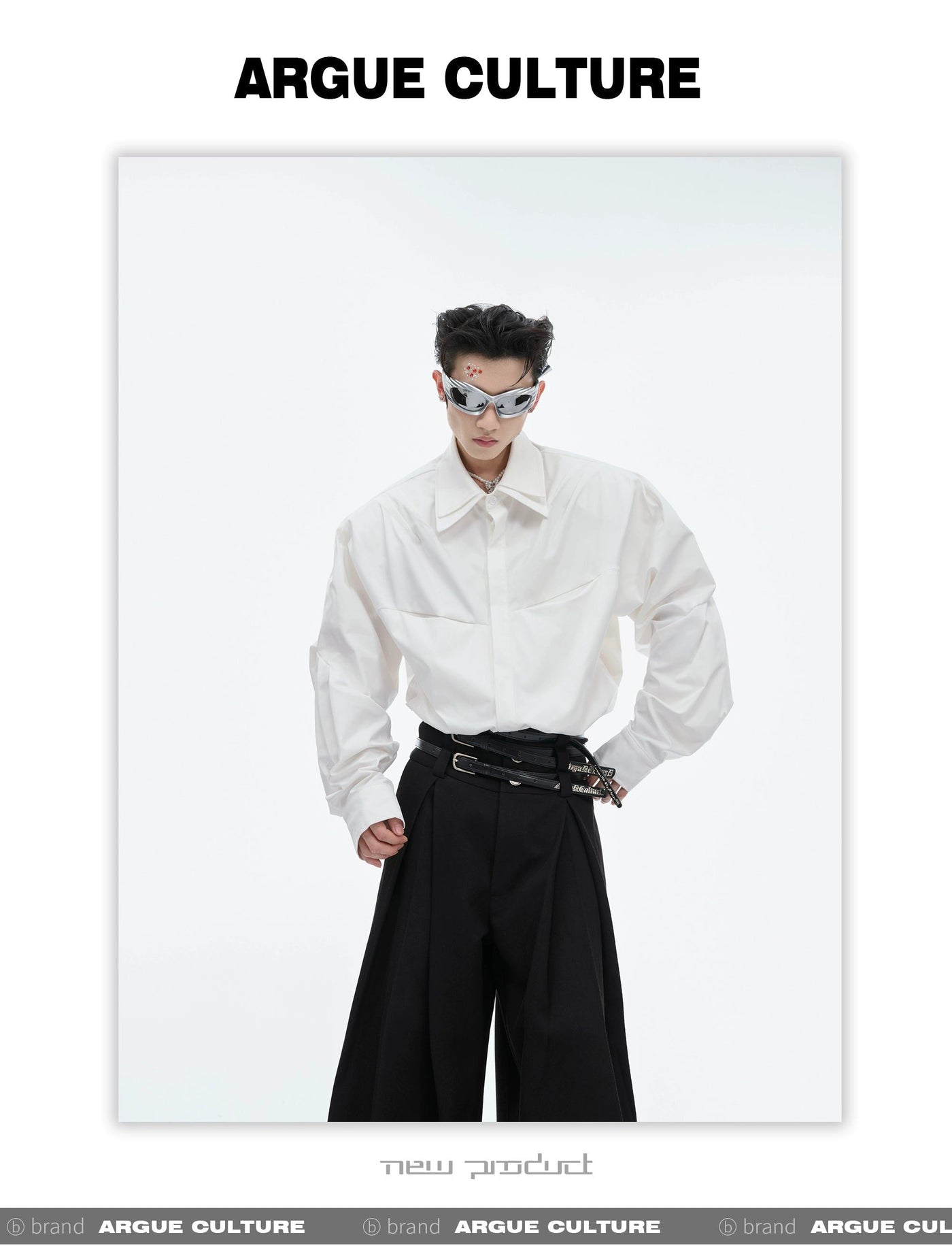 Double Collar Pleated Shirt