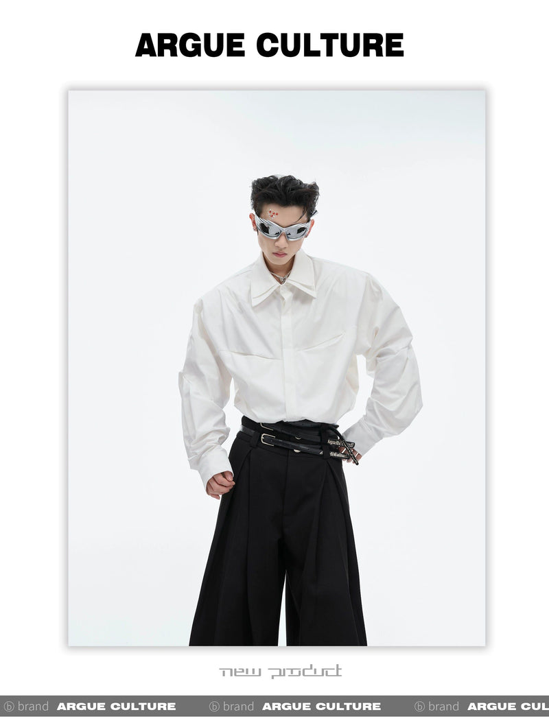 Double Collar Pleated Shirt