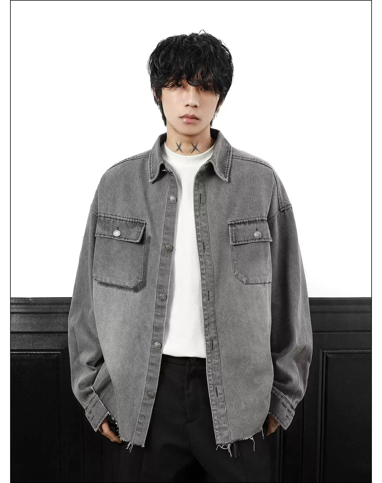 Washed Raw Edge Denim Shirt