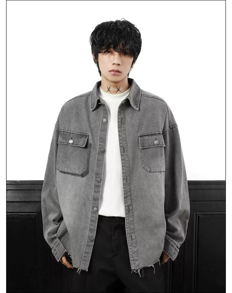 Washed Raw Edge Denim Shirt