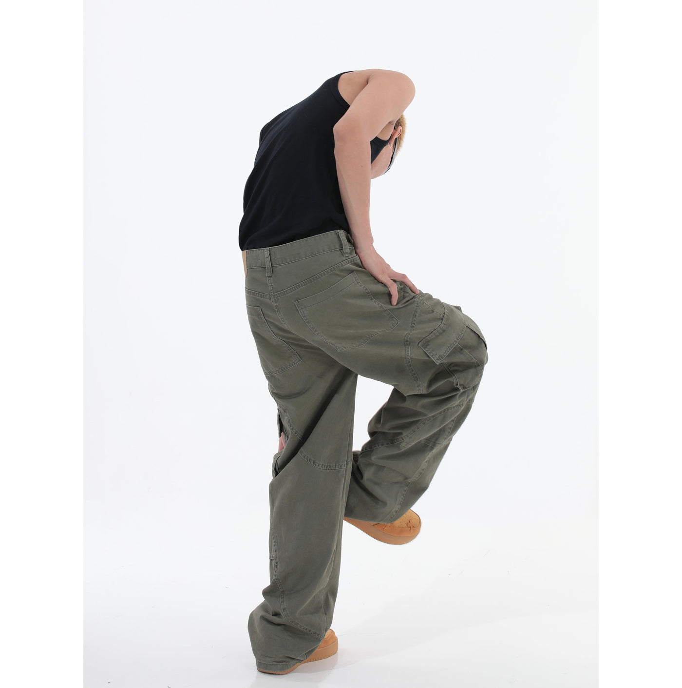 Washed Straight Loose Cargo Pants