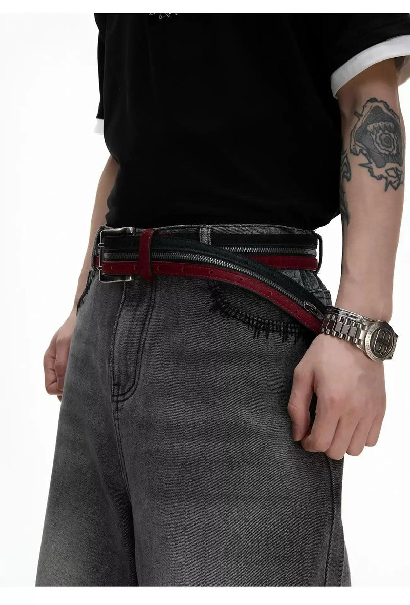 Contrast Color Zipped Belt