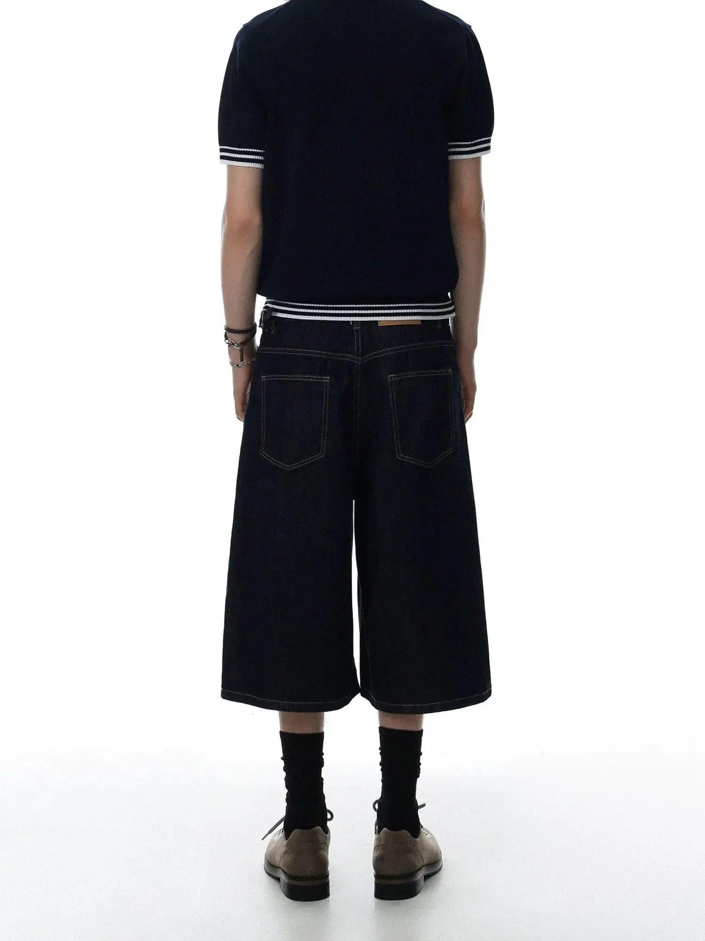Faded Wide Leg Denim Shorts
