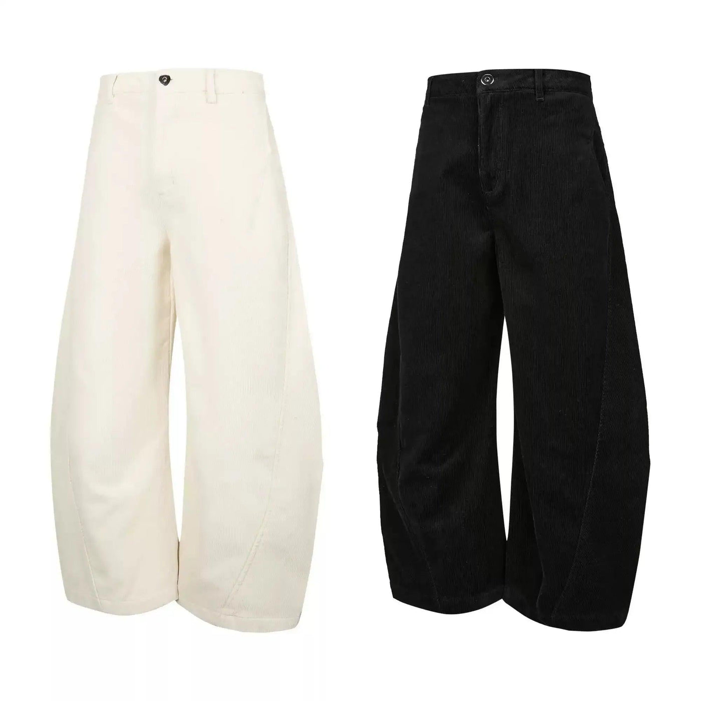 Plain Corduroy Barrel Jeans